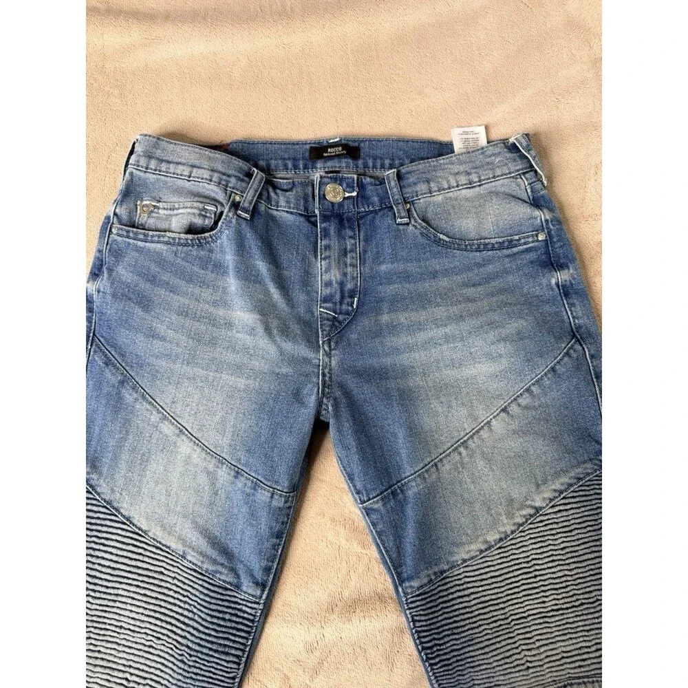 True Religion Rocco Moto Relaxed Skinny Jeans Men’s 30x32 Light Wash NWOT